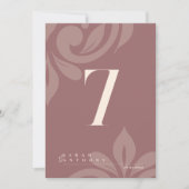 Rose Taupe Elegante Damaskus Tischnummer Card (Vorderseite)