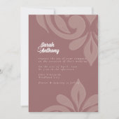 Rose Taupe Geschmackvolle Elegante Script Damask H Einladung (Vorderseite)