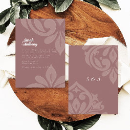 Rose Taupe Geschmackvolle Elegante Script Damask H Einladung