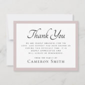 Rose taupe Grenze elegantes Beerdigung Beileid Dankeskarte (Vorderseite)