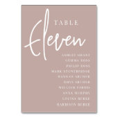 Rose Taupe Hand Scripted Table ELEVEN Guest Names Tischnummer (Rückseite)
