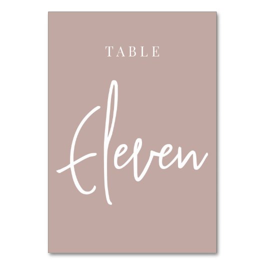 Rose Taupe Hand Scripted Table ELEVEN Tischnummer (Rückseite)