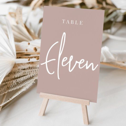 Rose Taupe Hand Scripted Table ELEVEN Tischnummer