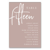 Rose Taupe Hand Scripted Table FIFTEEN Guest Names Tischnummer (Rückseite)