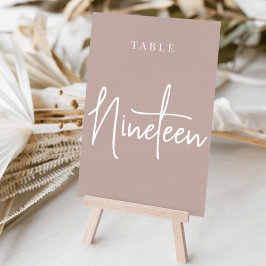 Rose Taupe Hand Scripting Table NINETEEN Tischnummer