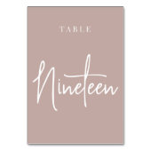 Rose Taupe Hand Scripting Table NINETEEN Tischnummer (Vorderseite)