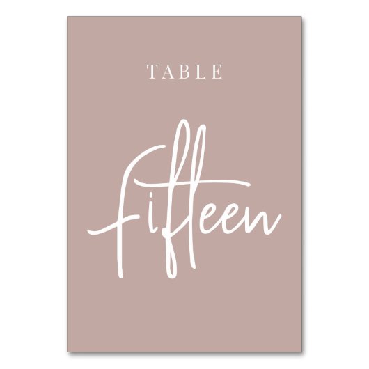 Rose Taupe Hand Skripte Tabelle 11 Tischnummer (Rückseite)