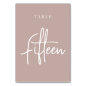 Rose Taupe Hand Skripte Tabelle 11 Tischnummer (Vorderseite)