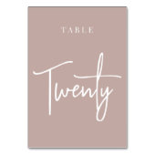 Rose Taupe Hand Skripte Tabelle 20 Tischnummer (Rückseite)