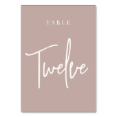 Rose Taupe Hand Skripte TWELVE Tischnummer (Rückseite)
