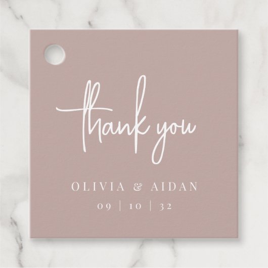 Rose Taupe | Handgeschriebene SkriptWedding Vielen Geschenkanhänger (Vorderseite)