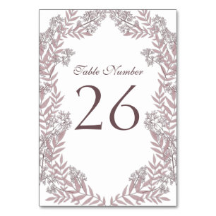 Rose-Taupe-Hochzeit Vintage-Botanik Tischnummer