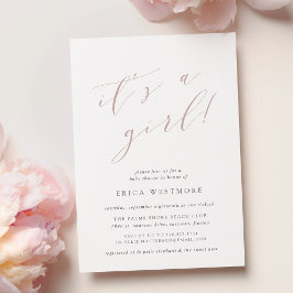 Rose Taupe | "It's a Girl" Calligraphy Baby Shower Einladung