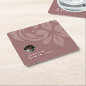 Rose Taupe Klassische Minimal Damask Foto Hochzeit Rechteckiger Pappuntersetzer (angewinkelt)