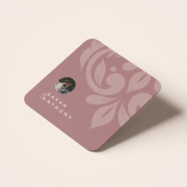 Rose Taupe Klassische Minimal Damask Foto Hochzeit Rechteckiger Pappuntersetzer