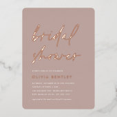 Rose Taupe | Minimalistisches Skript-Brautparty Folieneinladung (Vorderseite)