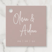 Rose Taupe | Moderne handgeschriebene Hochzeit Geschenkanhänger (Vorderseite)