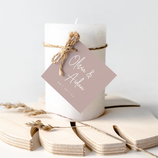 Rose Taupe | Moderne handgeschriebene Hochzeit Geschenkanhänger