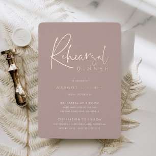 Rose Taupe Moderne Minimalistische Schrift Probees Folieneinladung