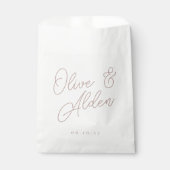 Rose Taupe Oversized Script-Namen Hochzeit Geschenktütchen (Vorderseite)