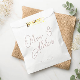 Rose Taupe Oversized Script-Namen Hochzeit Geschenktütchen