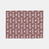 Rose Taupe Personalisierter Name Blanket mit Herz Fleecedecke (Vorderseite (Horizontal))