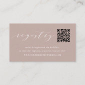 Rose Taupe Script Bridal oder Babydusche Registrie Begleitkarte (Vorderseite)