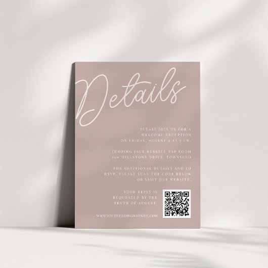 Rose Taupe | Script Watermark All-in-One Details Begleitkarte
