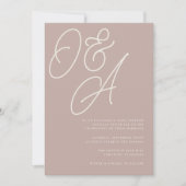 Rose Taupe | Script Watermark Monogram Wedding Einladung (Vorderseite)