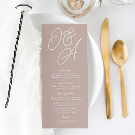 Rose Taupe | Script Watermark Monogram Wedding Menükarte