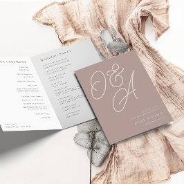 Rose Taupe | Script Watermark Monogram Wedding Programm