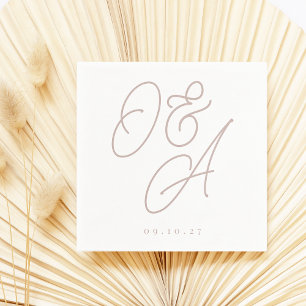 Rose Taupe Script Watermark Monogram Wedding Serviette