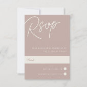 Rose Taupe | Script Watermark Traditionelle RSVP Karte (Vorderseite)