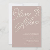 Rose Taupe | Script Watermark Wedding Einladung (Vorderseite)
