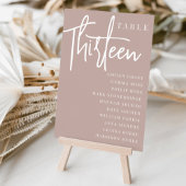 Rose Taupe Scripted Table DRITTZEHN + Guest Names Tischnummer