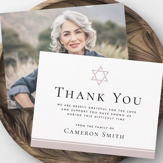 Rose taupe Star von David Beerdigung Beileid Foto Dankeskarte