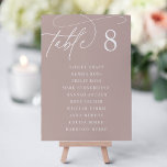 Rose Taupe | Tischnummer   Gast-Namen<br><div class="desc">Einfache und schicke Tischnummer-Karten in der Rose Erde taupe und weiß machen eine elegante Aussage bei Ihrer Hochzeit oder Veranstaltung. Das Design enthält handgeschriebene Kalligrafieschrift mit Ihrer Tischnummer in klassischen Zahlen. Personalisieren Sie die Namen der Gäste,  die am Tisch sitzen.</div>