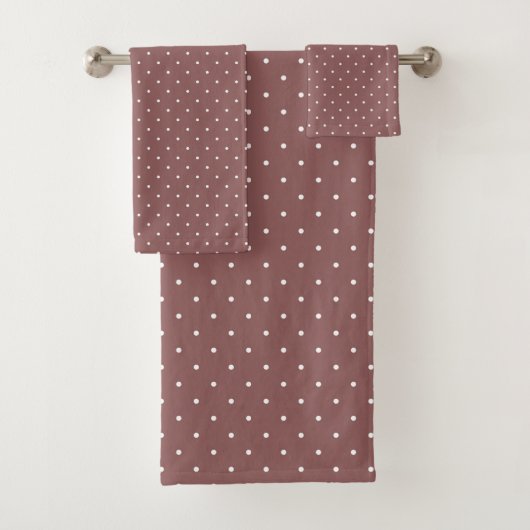 Rose Taupe und weiße Punkte Badhandtuch Set (Insitu)