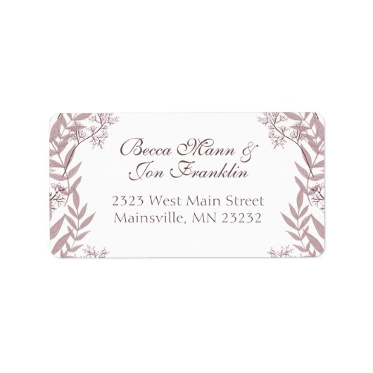 Rose Taupe Wedding Vintag Botanical Adressaufkleber (Vorne)