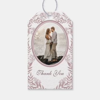 Rose Taupe Wedding Vintag Botanical Geschenkanhänger