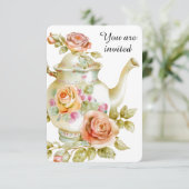 Rose Tea Party Einladung (Stehend Vorderseite)