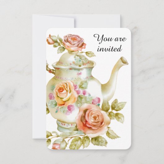 Rose Tea Party Einladung (Vorderseite)