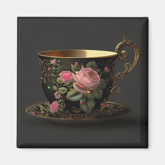 Rose Teacup Magnet (Vorne)