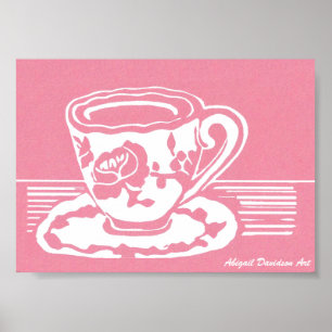 Rose Teacup Poster, 7" x 5" Poster