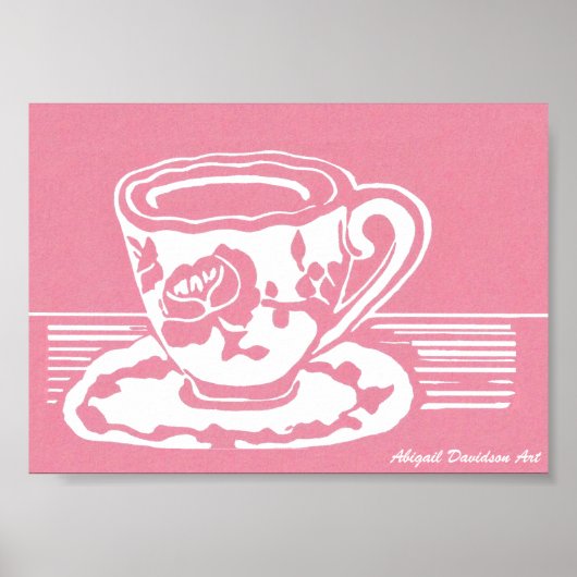 Rose Teacup Poster, 7" x 5" Poster (Vorne)