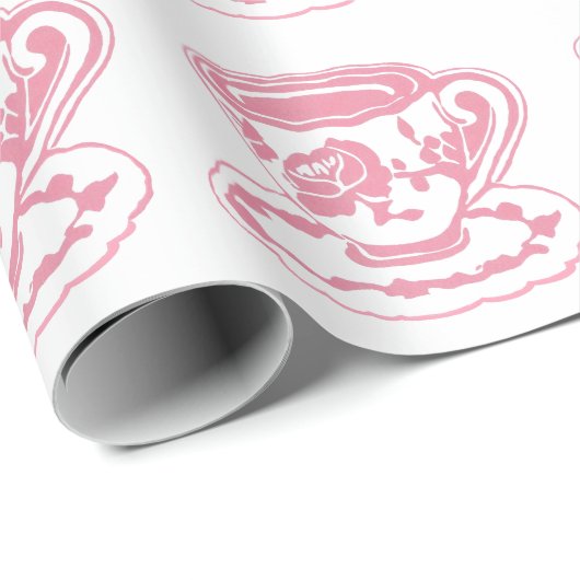 Rose Teacups Musterpapier Geschenkpapier (Rolleneckpunkt)