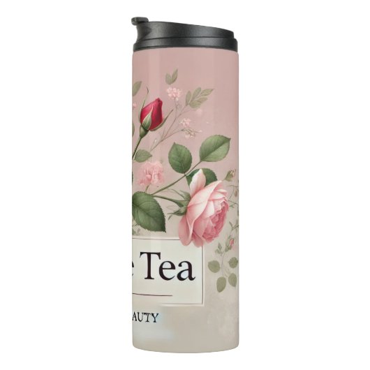 Rose Tee Design AI Art Thermosbecher (Nach rechts gedreht)