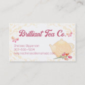 Rose Teekanne Blume Schmetterlinge Hand gemischt T Visitenkarte (Vorderseite)