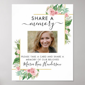 Rose teilen ein Memorial-Sign-Foto für die Gedächt Poster