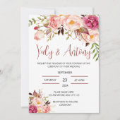 Rose template Invitación para boda floral acuarela Einladung (Vorderseite)